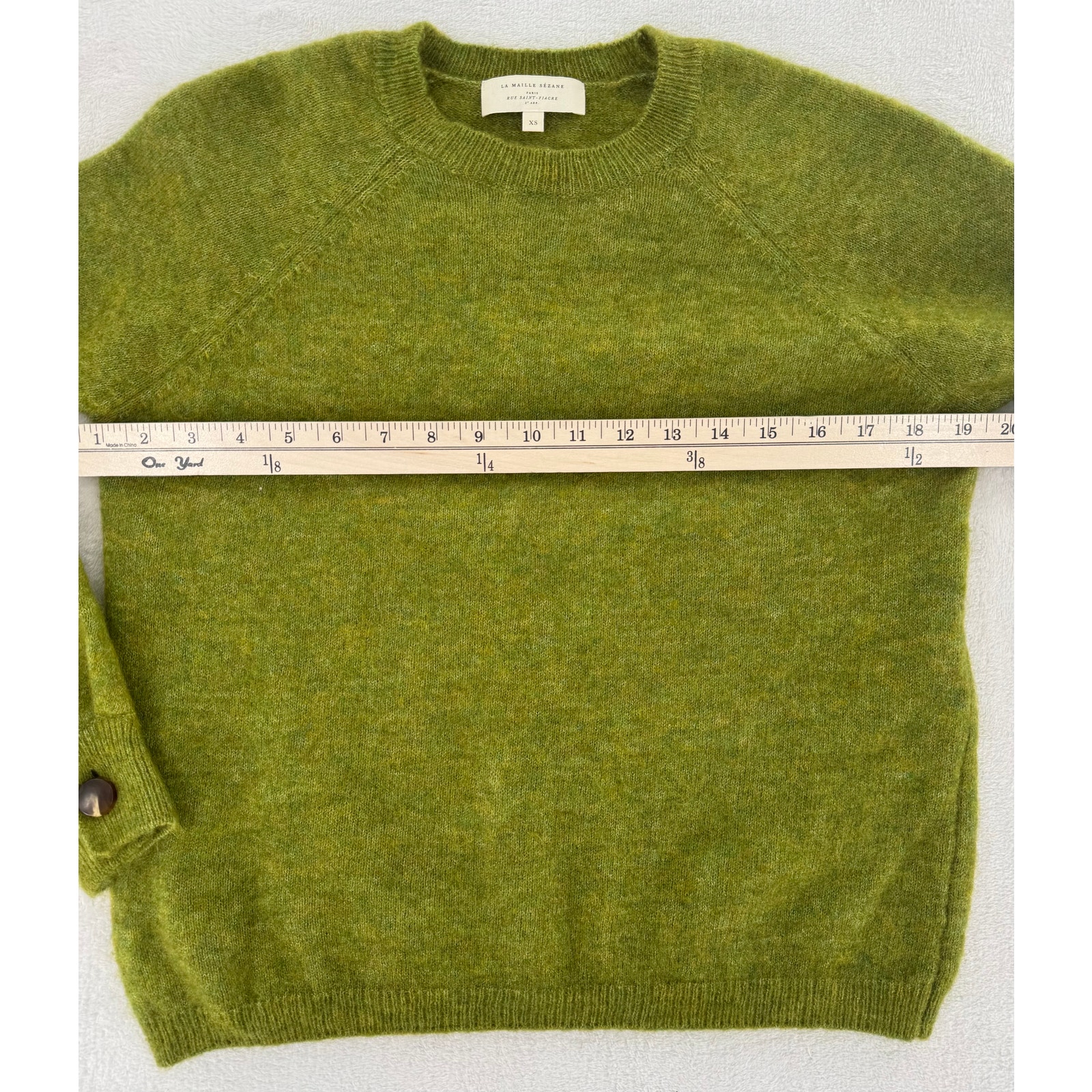 Sezane Louisa Jumper Green Kid Mohair Wool Sweater Relaxed Crewneck Xs — image 8 of 8